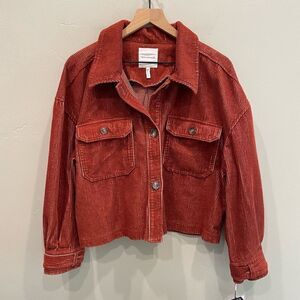 NWT Avec Les Filles Dark Red Corduroy Shacket - Size: Large